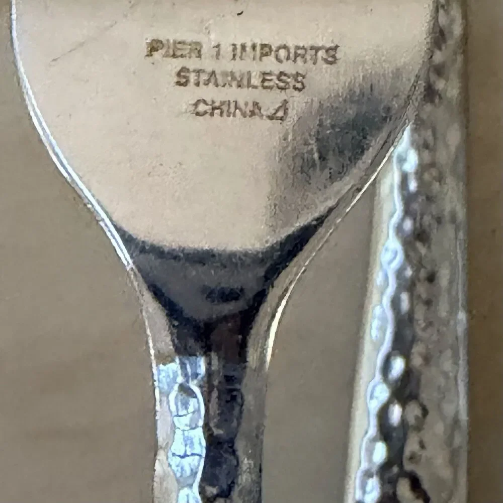 3pc Pier 1 Imports Hammered Soup Spoons 7 3/4” Stainless
